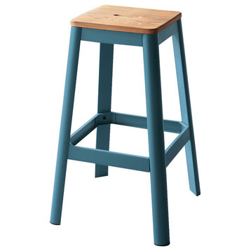ACME Jacotte Bar Stool, Natural and Teal 30"