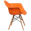 Plastic Chair, Wood, Orange