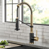Bolden Commercial Style 2-Function Pull-Down 1-Handle 1-Hole Kitchen Faucet, Brushed Brass/ Matte Black