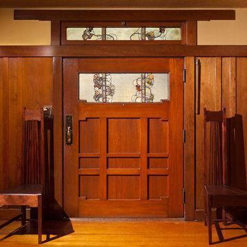 Original entry door with leaded glass