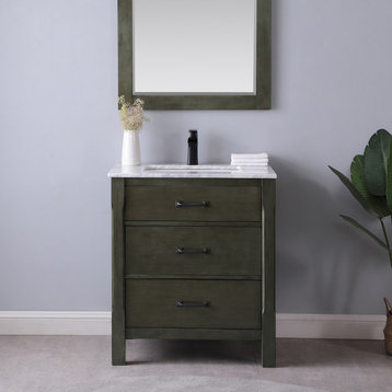 Maribella Rust Black Bathroom Vanity Set, 30", Without Mirror