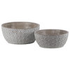 Painted Embossed Circle Low Pots, 2-Piece Set, Washed Gray