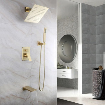 Solid Brass Wall Mount 10" Rainshower Hand Shower & Tub Spout Shower System in B