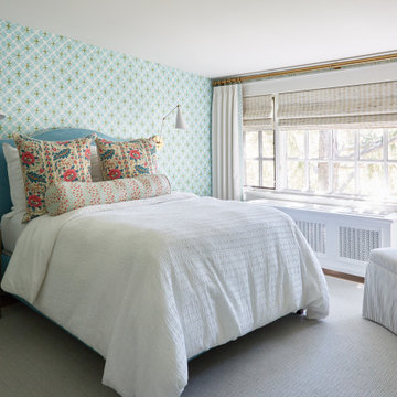 Attic Bedroom with Colorful Wallpaper