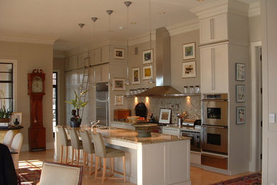 Elegant kitchen photo in Philadelphia with multicolored backsplash