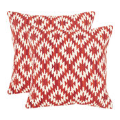 Navajo Diamond Pillow (Set of 2) - Red, Down Feather, 20"x20"