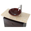 36" Verdana Vessel Sink Brown Vanity With Faucet, Yellow Cultured Marble