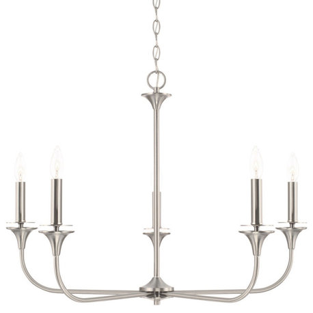 Capital Lighting 448951 Presley 5 Light 31"W Candle Style - Brushed Nickel