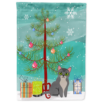 Bb4414Chf Canvas House Size Asian Cat Merry Christmas Tree Flag