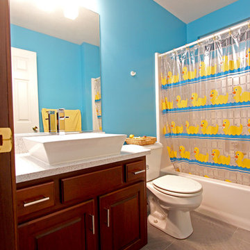 Guest Bathroom with Cambria Whitney Quartz and Rectangle Vessel Sink ~ Medina