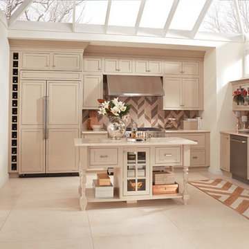 Fieldstone Cabinetry Inset Kitchen in Maple finished in Stone