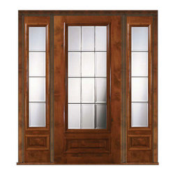 Prehung French Sidelites Door 80 Wood Alder French 3/4 Lite Glass - Patio Doors