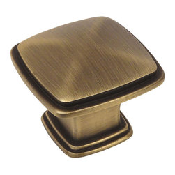 Cosmas - Cosmas 4391BAB Brushed Antique Brass 1-1/4&rdquo; Square Cabinet Knob - Cabinet And Drawer Knobs