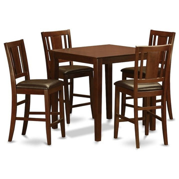 5-Piece Pub Table Set, Counter Height Table And 4 Stools