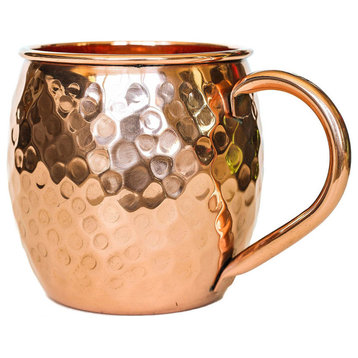 Set of 2 Modern Home Authentic 100% Solid Copper Hammered Moscow Mule Mug - Han