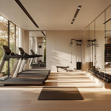 A modern home gym with Sleek flooring