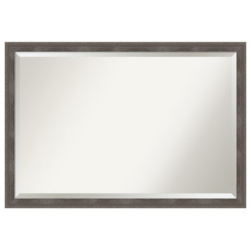 Pinstripe Lead Grey Beveled Wood Wall Mirror 38.5 x 26.5 in.