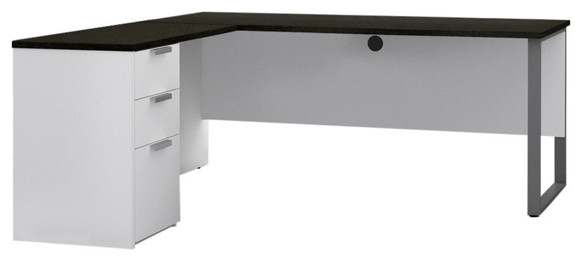 Pro-Concept Plus L-Desk With Metal Leg, White/Deep Gray