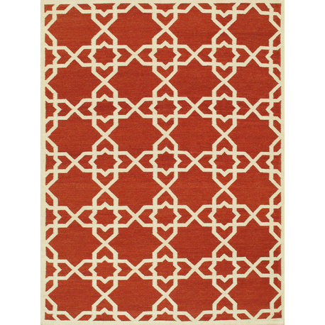 Moroccan Handwoven Star Rug, Rust, 48"x72"