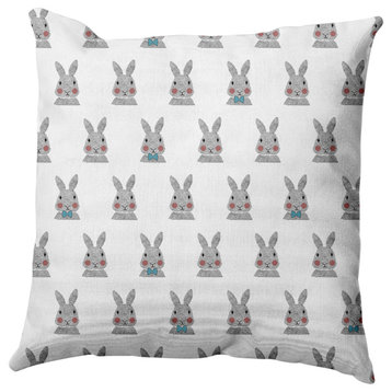 Bunny Fluffle Easter Decorative Throw Pillow, Explorer Blue, 20x20"