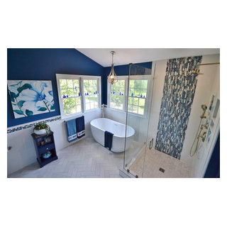 Master Bath Remodel with Blue Inspiration - Transitional - Bathroom ...