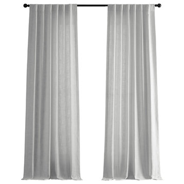 White Heavy FauxLinen Curtain Single Panel, 50"x96"