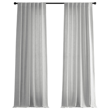 White Heavy FauxLinen Curtain Single Panel, 50"x96"