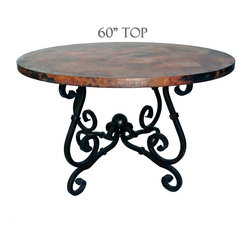 French Dining Table | 60in. Diameter Copper Top by Prima - Dining Tables