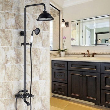 Chester Classic Vintage Bathroom Exposed Rainfall Shower System with Handheld Sh
