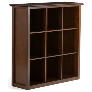 Pemberly Row Modern Wood 9 Cube Bookcase and Unit in Russet Brown