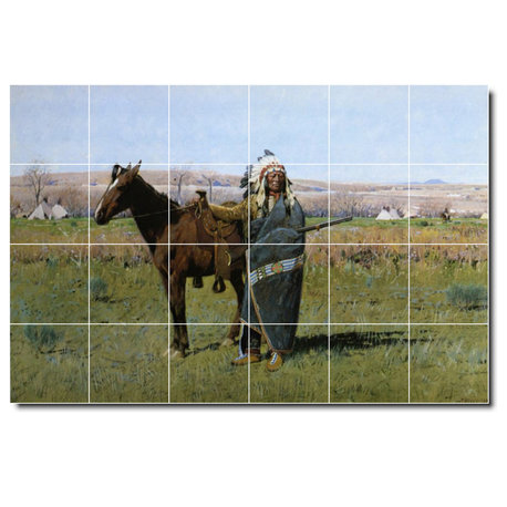 Henry Farny Western Painting Ceramic Tile Mural #84, 25.5"x17"