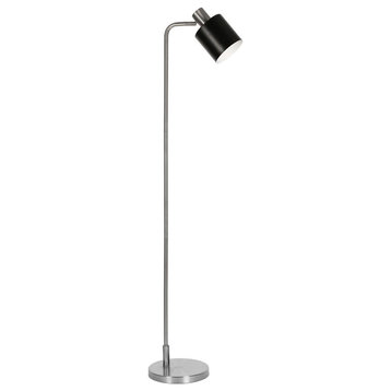 Thew 65 Tall Floor Lamp with Metal Shade in Nickel/Black