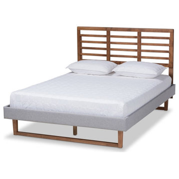 Baxton Studio Luciana Full Size Light Gray Upholstered Wood Platform Bed