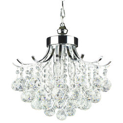 Contemporary Chandeliers 3-Light Chrome Finish Crystal Ball Chandelier Light