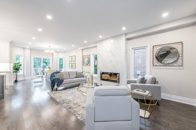 Inspiration for a transitional family room remodel in Toronto