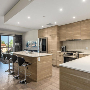 Walnut-Veneer Finishing for this Urban-Glammed Kitchen Remodel in Pasadena, CA