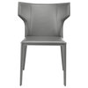 Wayne Dining Chair, Armless Side Chair, Leather Guest Chair, Leather, Gray