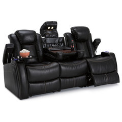 Seatcraft republic leather home theater seating power discount sofa