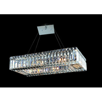 Allegri 11707 Quantum Baguette 8 Light Chandelier - Chrome with Clear Crystals