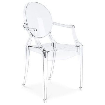 Aron Living 18.5" Durable Seat Plastic Crystal Armchair in Clear