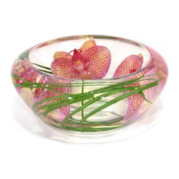 Red/Green Spotted Phalaenopsis Flower Bowl - Home Decor