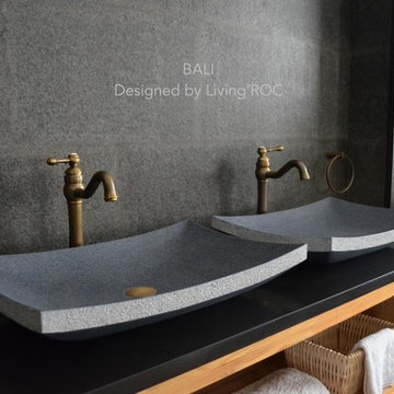 BALI 23"x16''  GRAY GRANITE BATHROOM VESSEL SINK