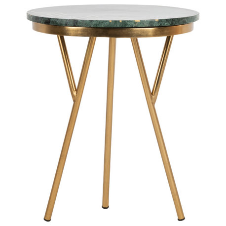 Safavieh Coletta Marble Accent Table, Dark Green/Brass