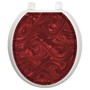 Bordeaux Toilet Tattoos Seat Cover, Vinyl Lid Decal, Bathroom Accent, Round