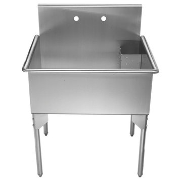 Brushed Stainless Steel Single Bowl Commerical Freestanding Utility Sink