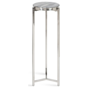 Aguilar Glam Drink Table, Gray/Silver 8x8x23