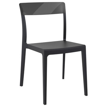 Flash Dining Chair, Set of 2, Black-Transparent Black