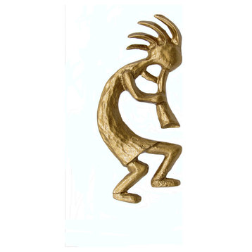 Kokopelli Right Facing Cabinet Pull, Lux Gold