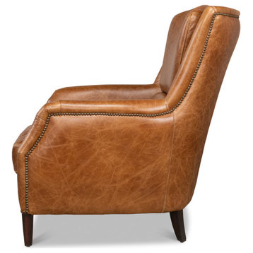 Baker Brown Leather Club Arm Chair
