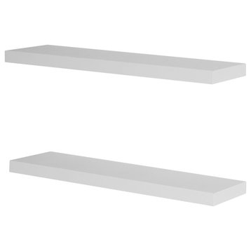 Floating Shelves Wall Mounted Shelf Set of 2, White, 24''